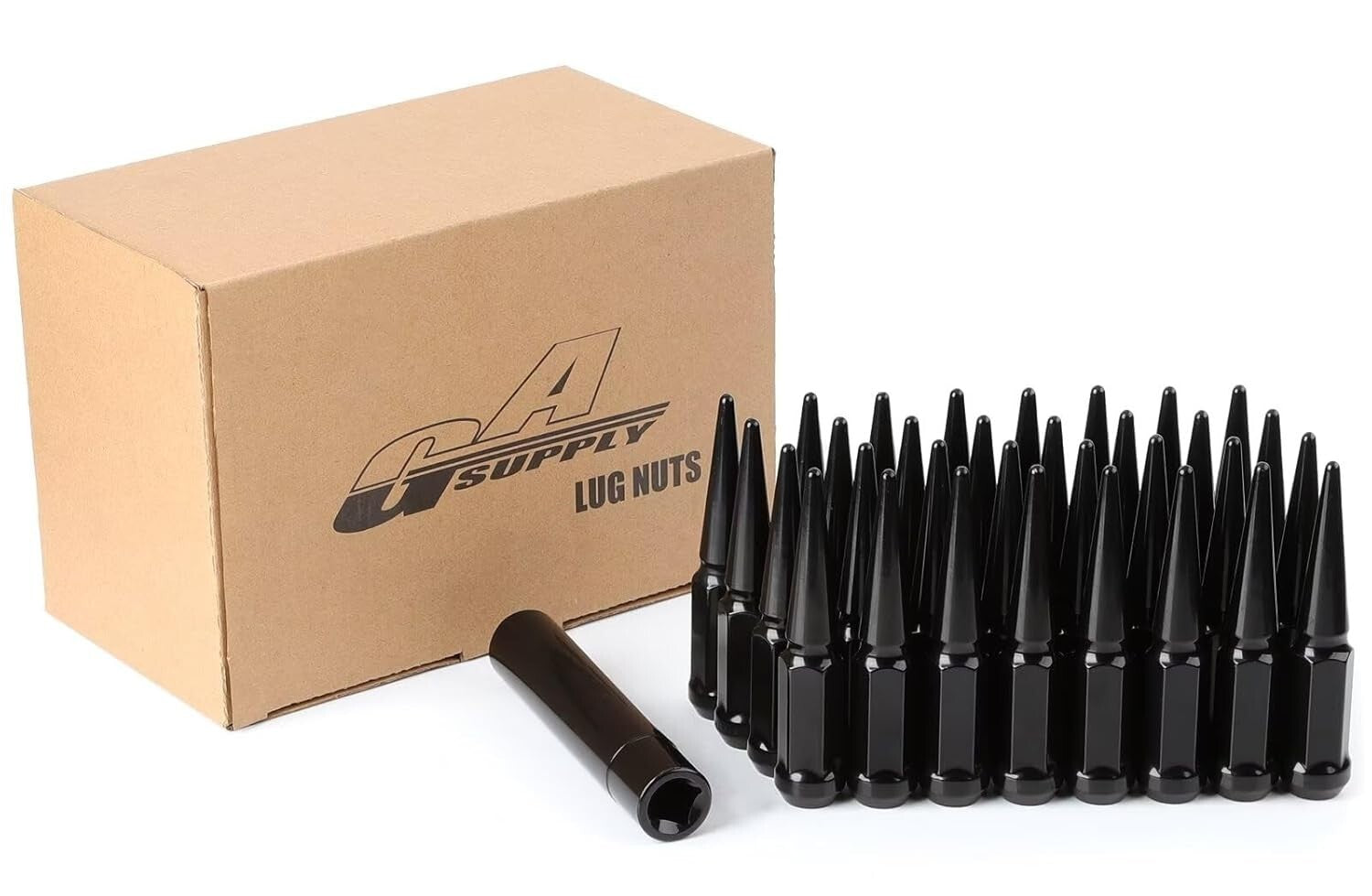 Electrophoresis Coated 14x1.5 Black Spike Lug Nuts for Car Aesthetics - 32 Pack