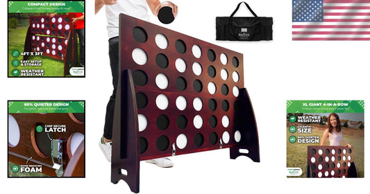 Eco-Friendly Giant 4-in-a-Row Game - Collapsible & Portable for Family Fun