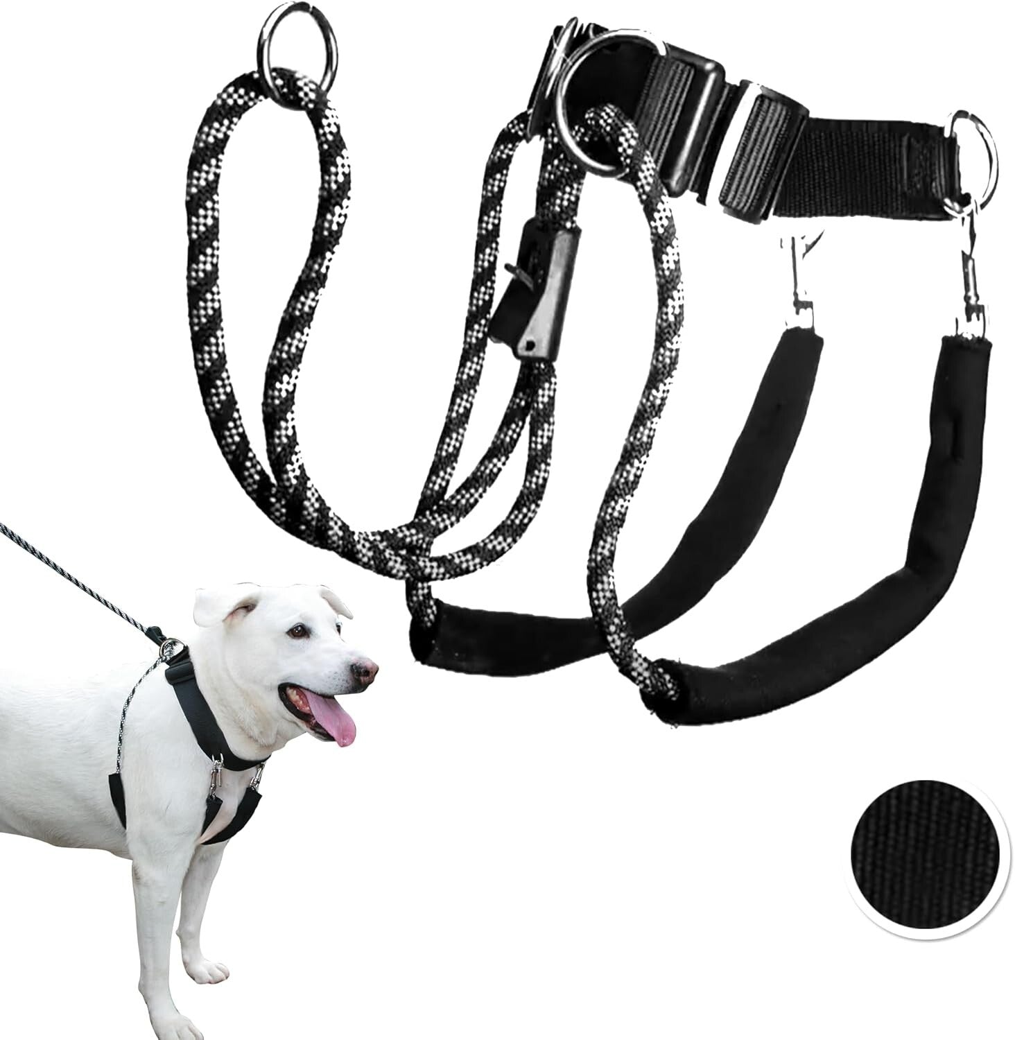 Adjustable Large Dog Harness in Black - No Pull, Padded Comfort Design