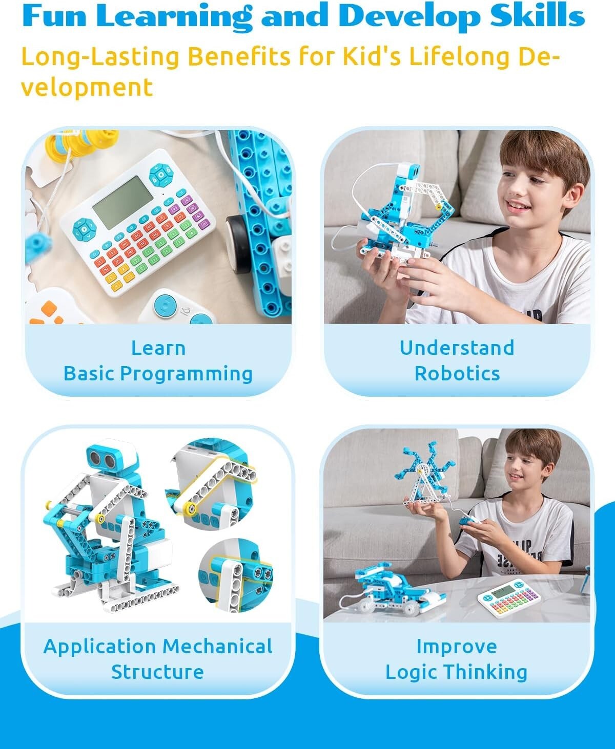 Building Fun Awaits: D3 Pro 12-in-1 Robot Kit with Online Tutorials for Ages 6-8