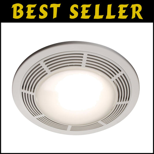 Efficient 100 CFM Bathroom Exhaust Fan & Night Light - Modern White Design