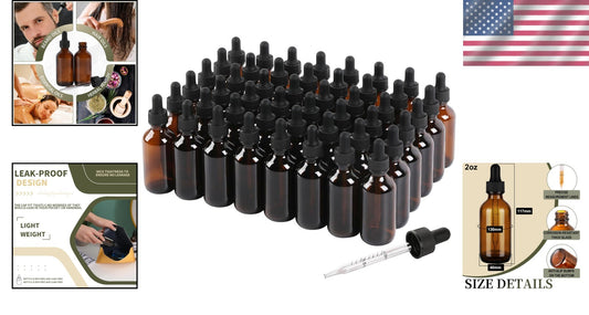 48 Pack of 2oz Amber Glass Bottles with Precise Droppers - Multi-Purpose Use