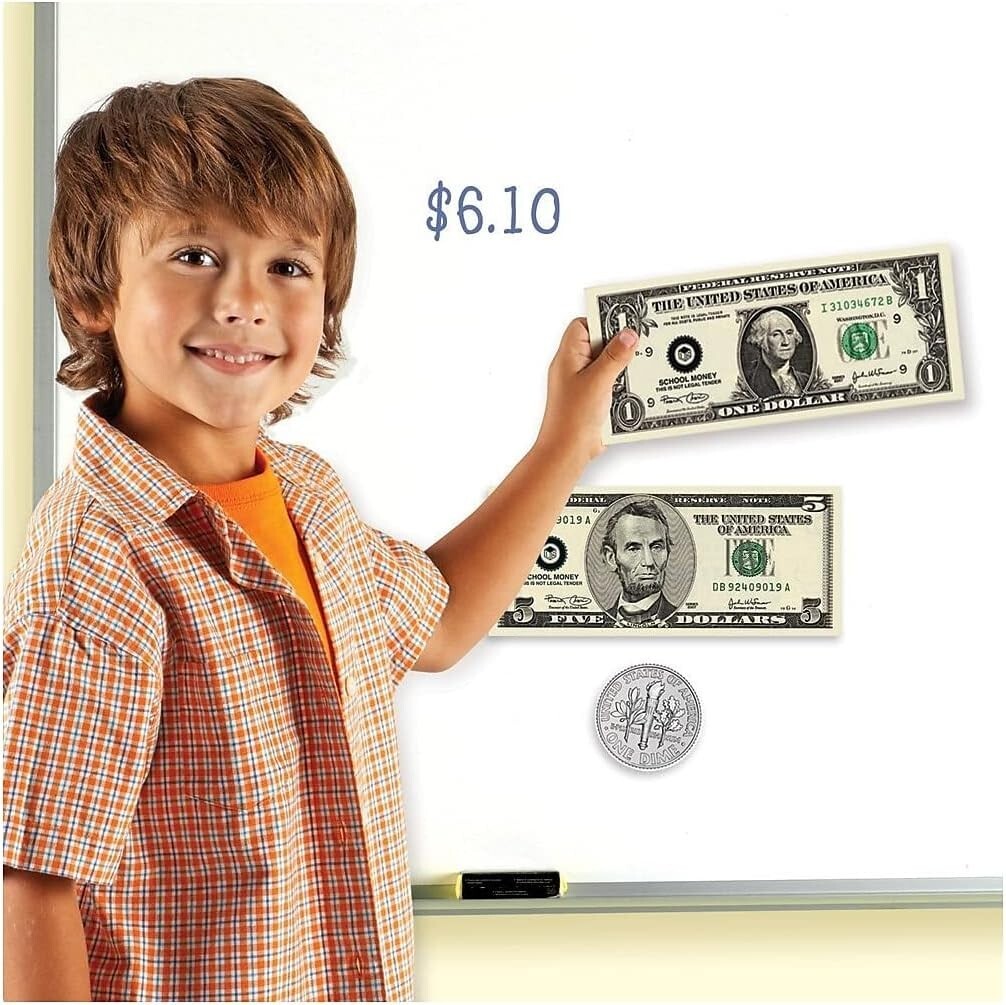 Classroom Essential - Double-Sided Magnetic Money for Teaching Kids Ages 5+