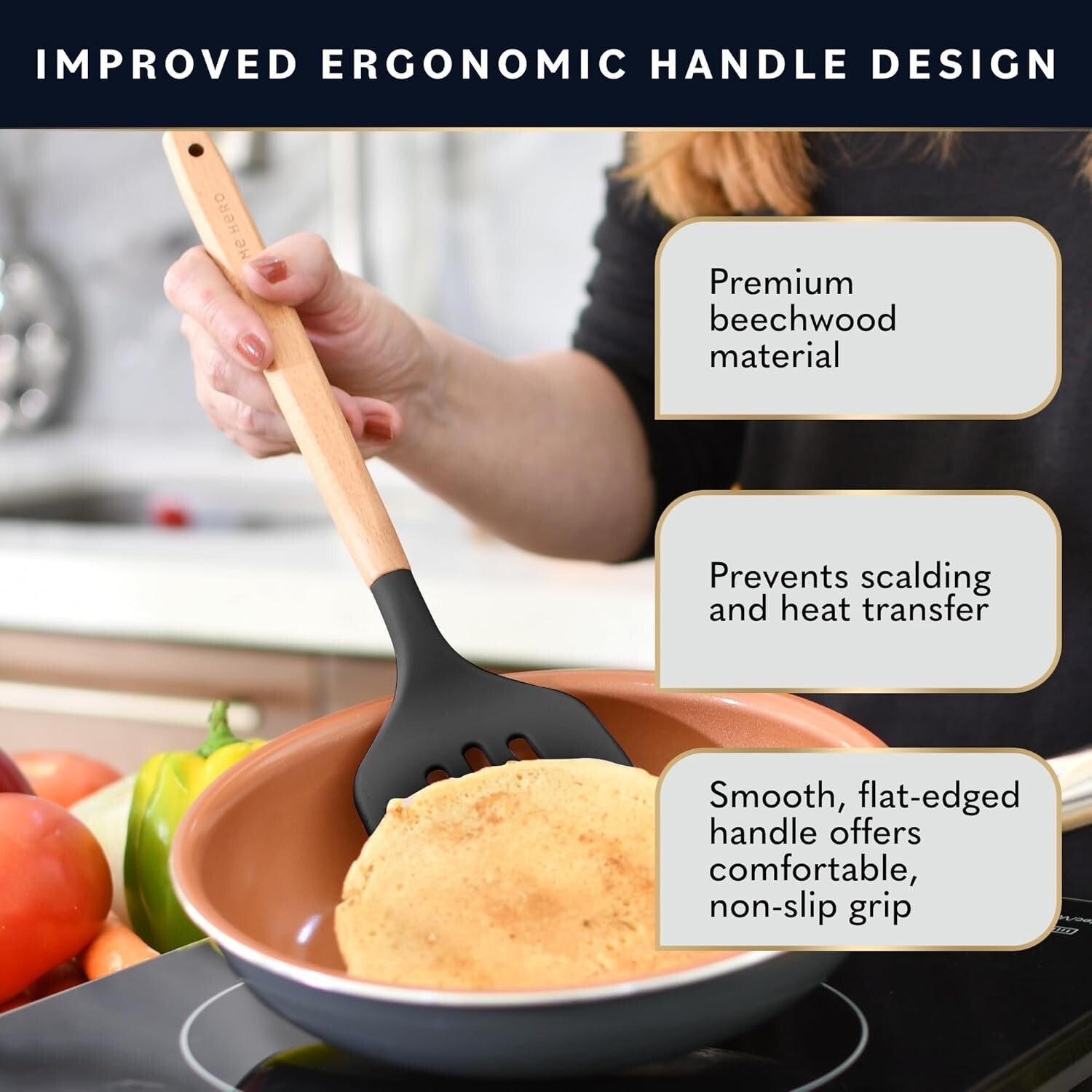 Premium Silicone Cooking Utensils Set - 44 Pieces with Elegant Beechwood Handles