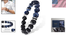 Load image into Gallery viewer, Men's Protection Bracelet: 10mm Gemstones with Sterling Silver Centerpiece