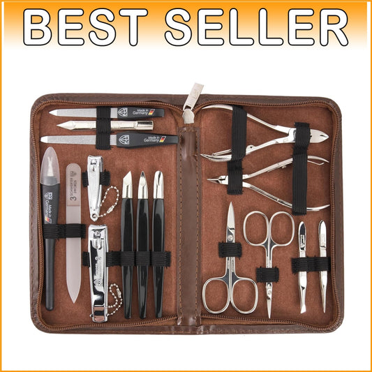 Deluxe 16-Piece Manicure & Pedicure Grooming Kit - Professional Quality Tools