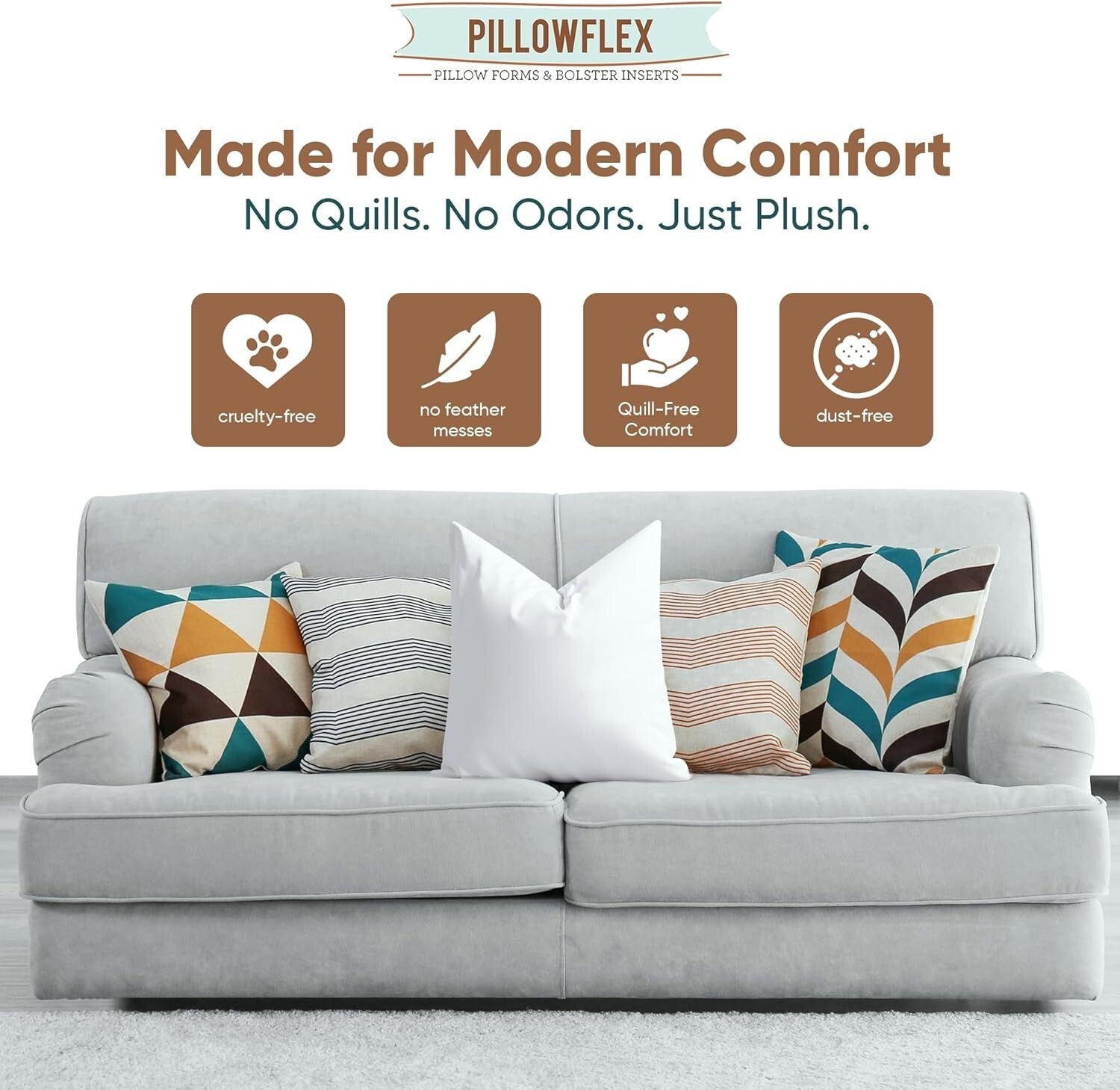 Premium Down Alternative 20x20 Pillow Inserts - Supportive, Washable & Stylish