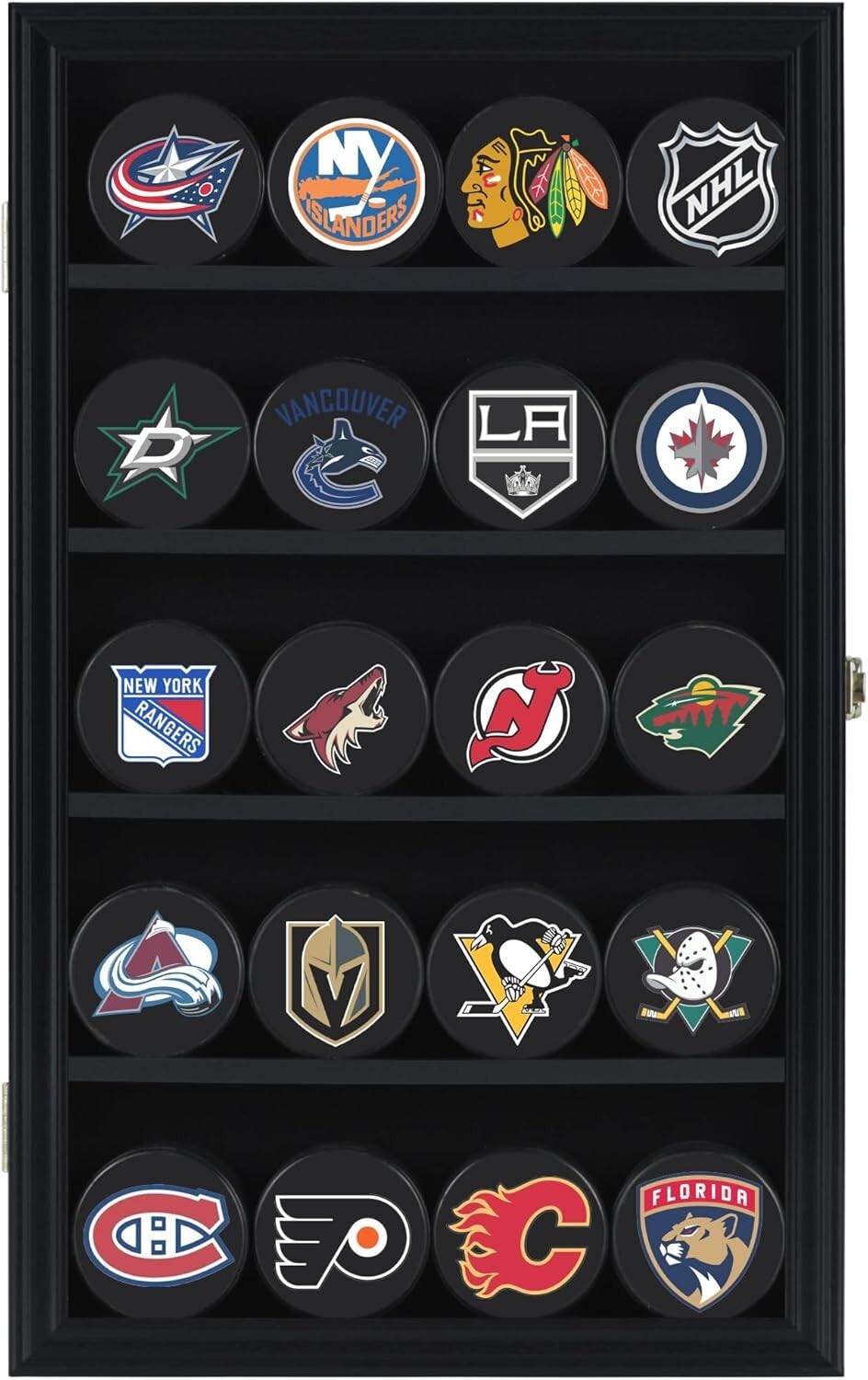 Premium 20 Hockey Puck Display Case with UV Protection - Wall Mount Shadow Box