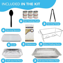 Load image into Gallery viewer, Multi-Color Party Serving Set: 36 Pieces with Chafing Dish and Table Covers