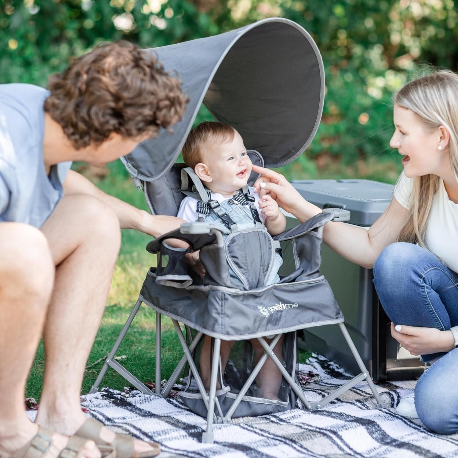 Go with Me Venture Portable Toddler Chair with Sun Canopy & Snack Tray - Grey