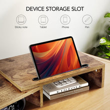 Load image into Gallery viewer, Rustic Brown Adjustable Dual Monitor Stand - 3 Shelf Desk Organizer Solution