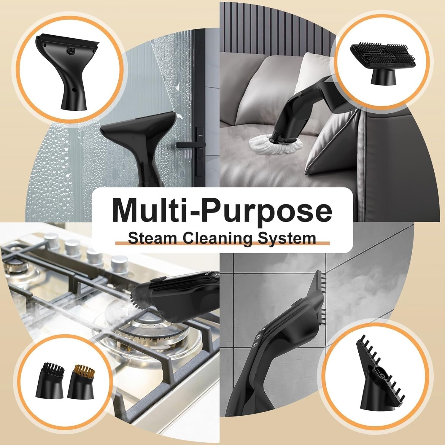 Fastest Heating 260°F Steam Mop with Handheld Cleaner – 17 Accessories Included