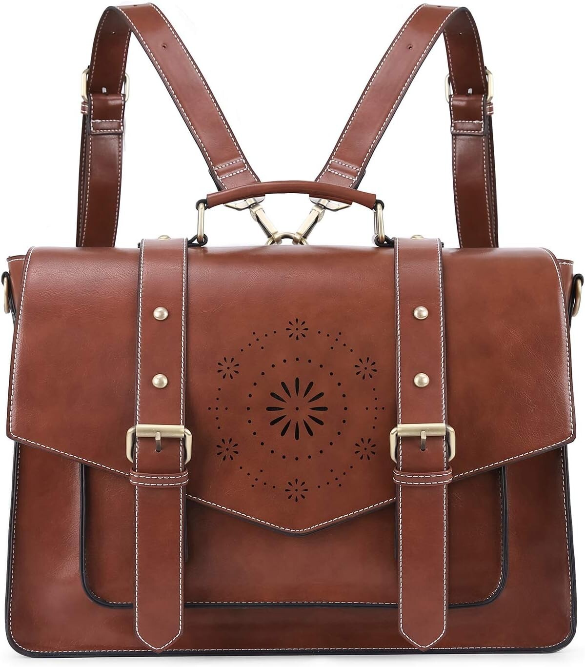 Multifunctional Laptop Backpack & Satchel for Women - 15.6 Inch Vegan Leather