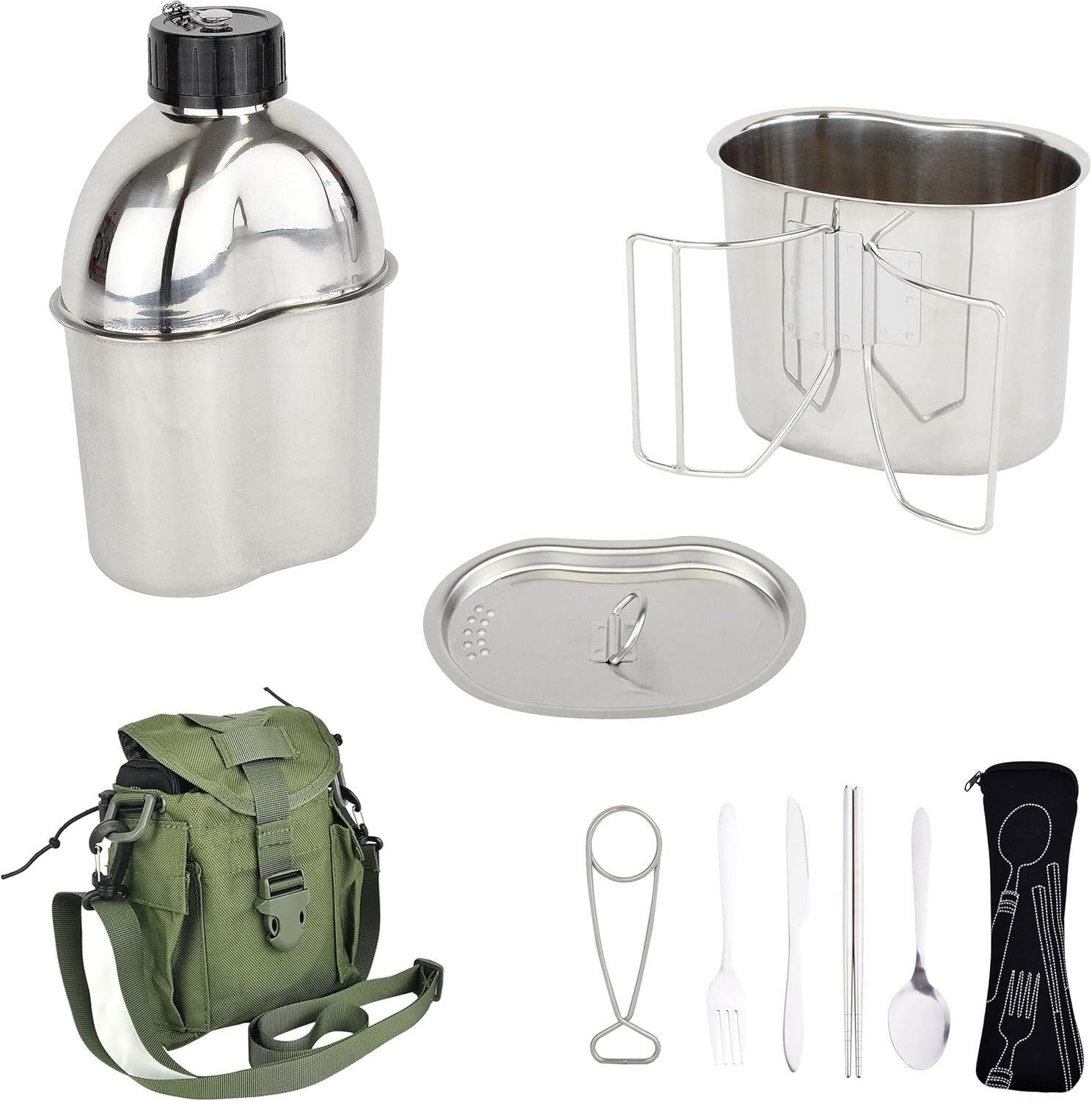 Compact and Durable Stainless Steel Cooking Set - Ideal for Survival Situations