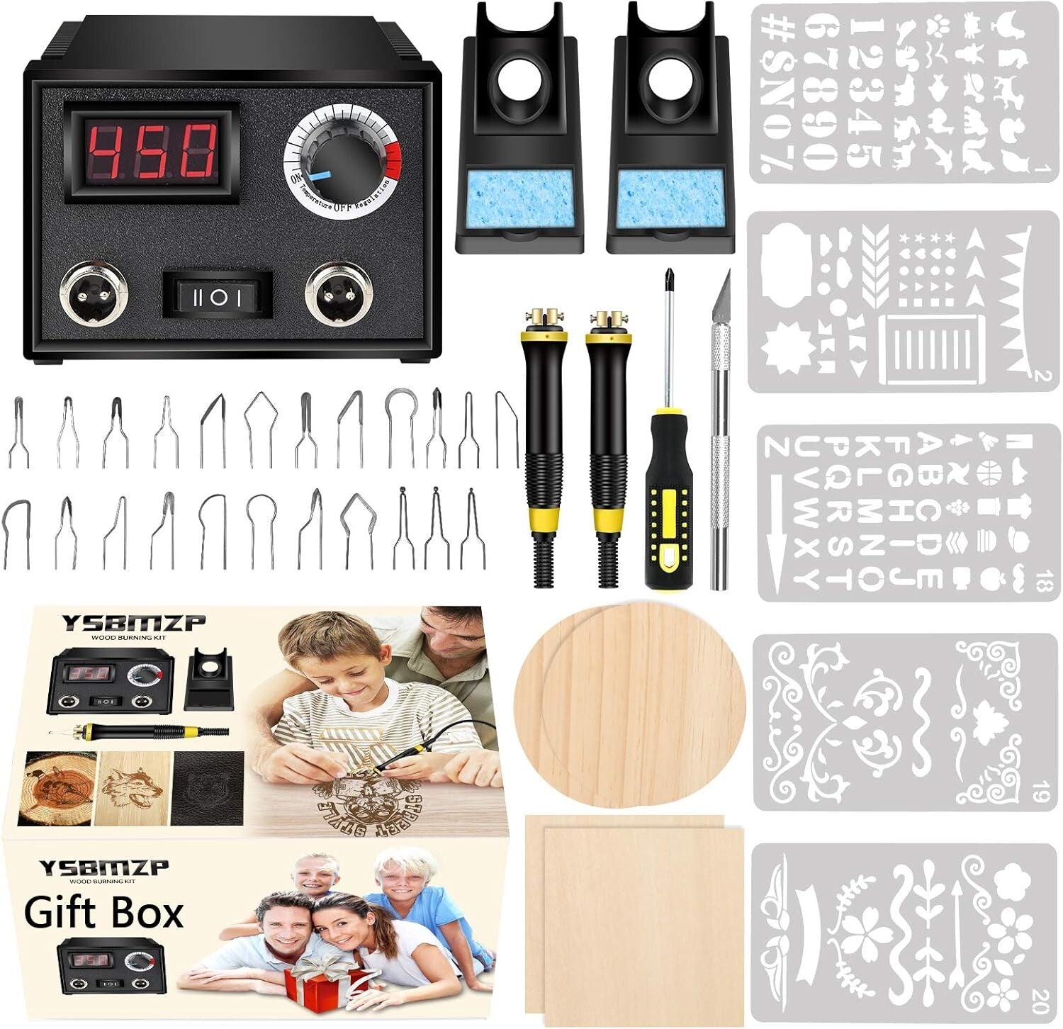 Versatile Wood Burning Tool with Ergonomic Handle & 23 Tips for Fine Detailing