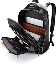 Load image into Gallery viewer, Classic Black Leather Laptop Backpack - Stylish &amp; Spacious for Professionals