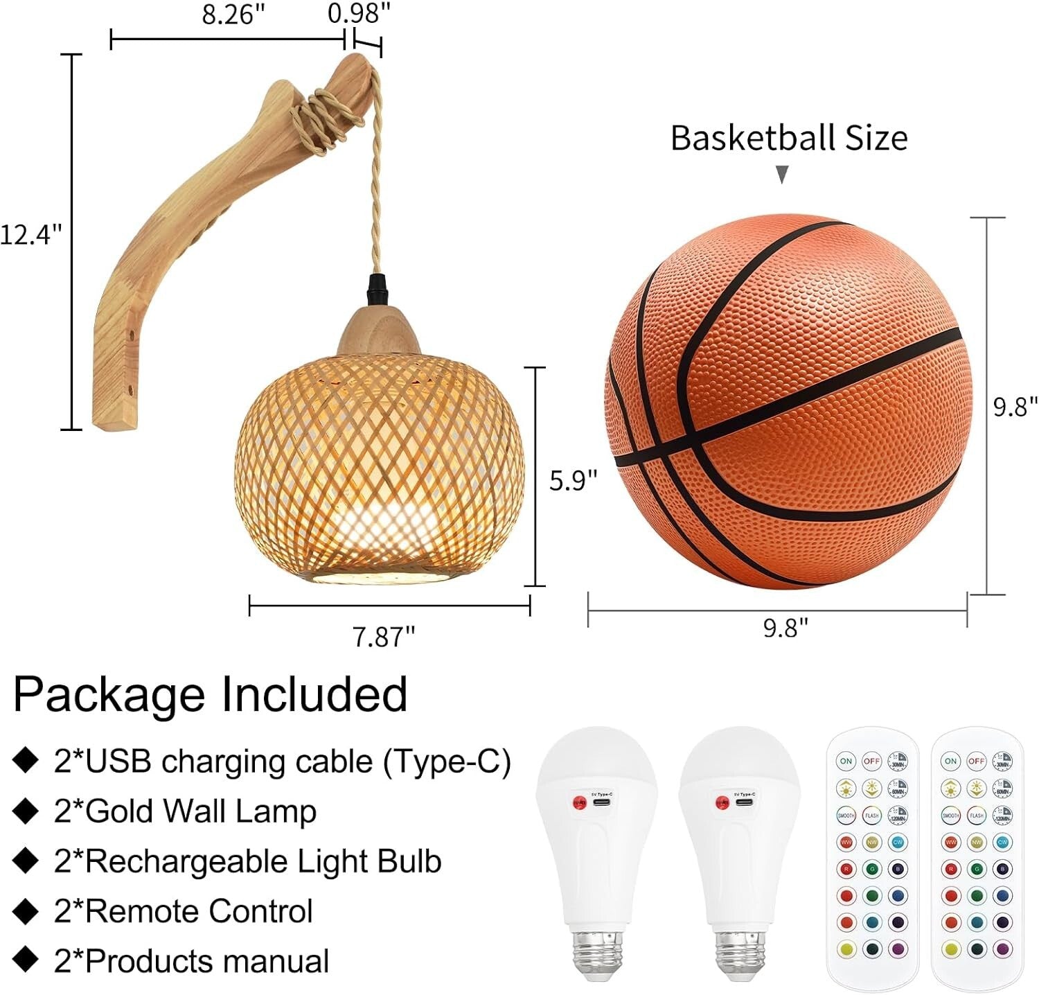 Rechargeable Boho Wall Sconces Set - Remote Controlled, 15 Colors & Dimmable