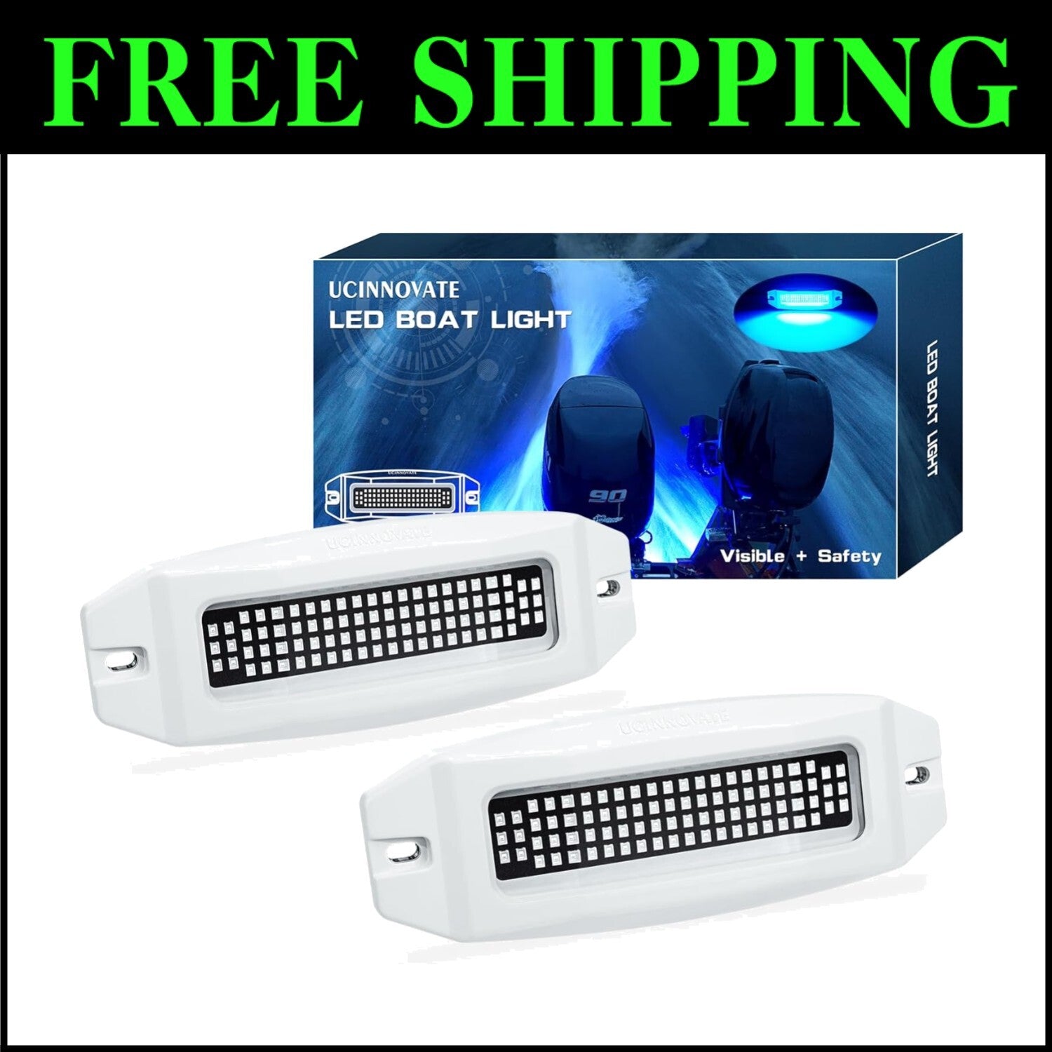 Bright Blue 84 LED Marine Boat Lights - Waterproof IP68 Underwater Illumination