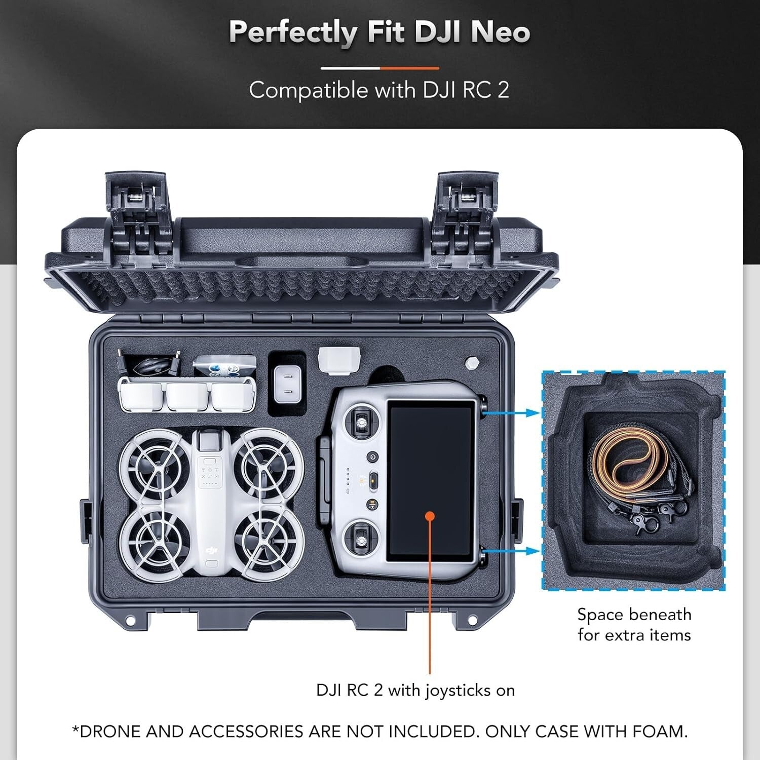 CNC Precision-Cut Waterproof Case for DJI Neo & Accessories – 7 Battery Capacity