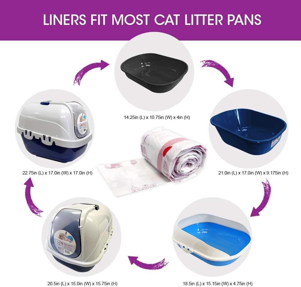 80 Count Super Thick Drawstring Cat Litter Box Liners, Fresh Scented & Durable