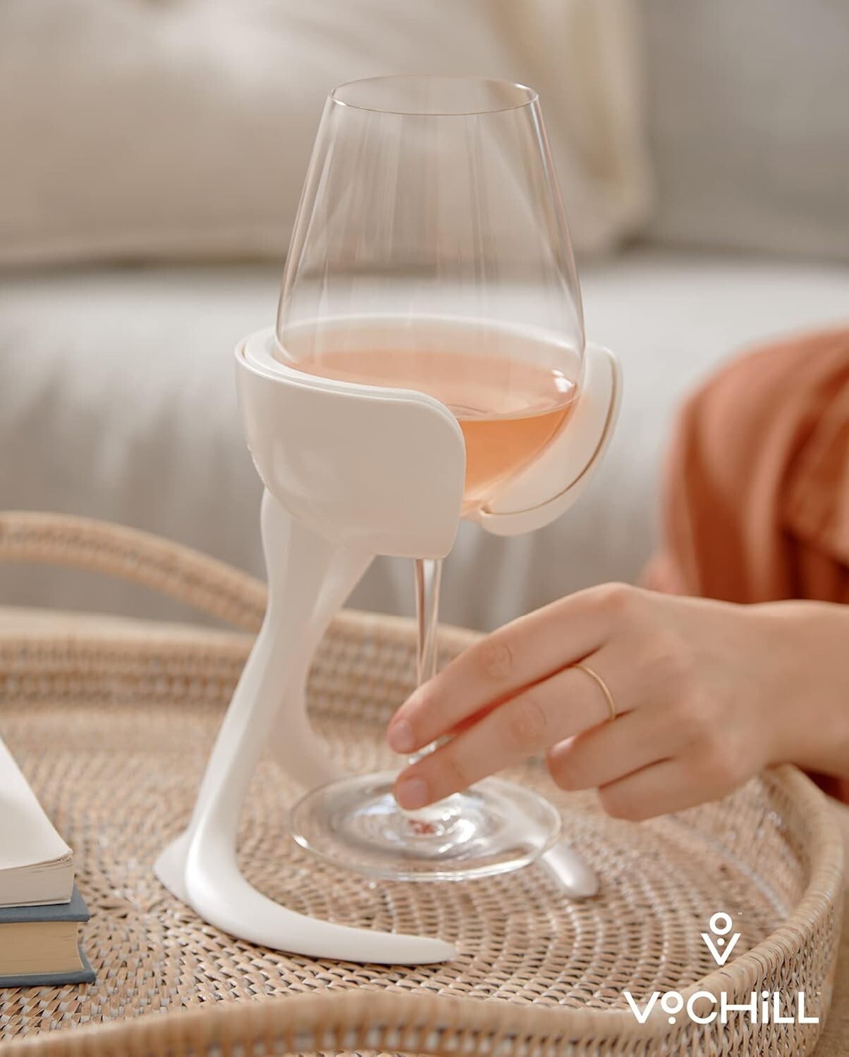 Chill Your Wine Effortlessly - Stemmed Glass Chiller in Elegant Stone Finish