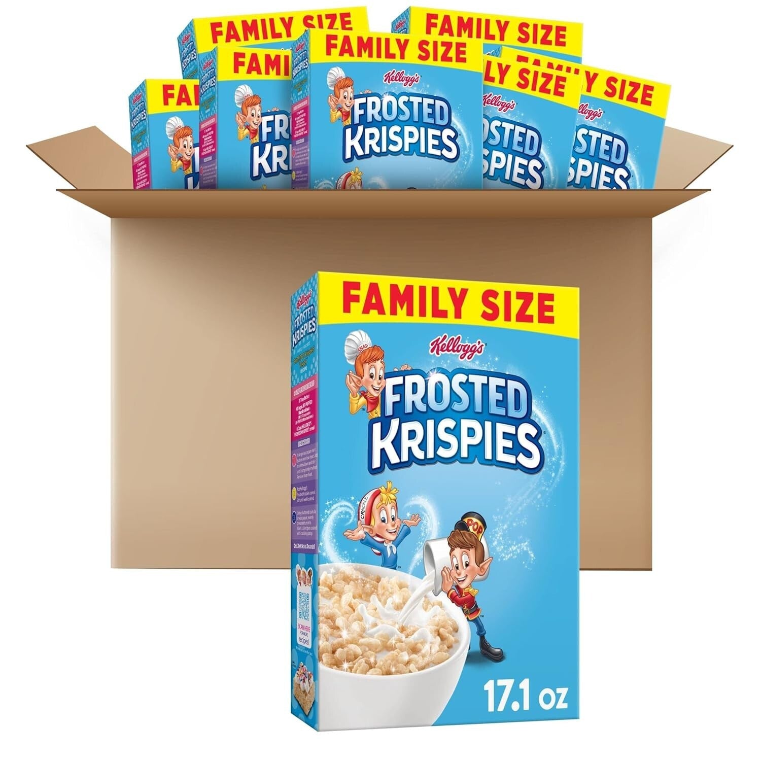 Healthy Fat-Free Frosted Krispies Breakfast Cereal - 8 Boxes of Crunchy Fun