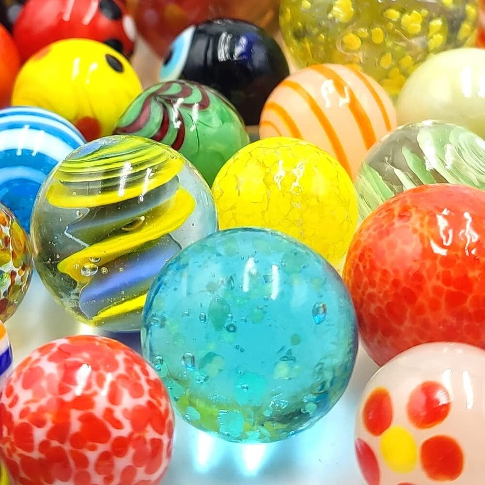 Assorted 71pcs Glass Marbles with 3 Glow-in-the-Dark - Fun for Kids & Collectors