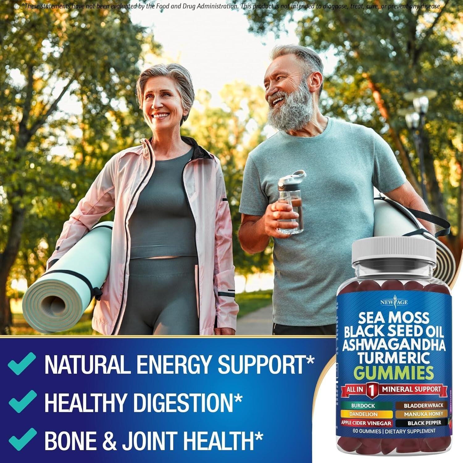 10-in-1 Sea Moss Gummies with Ashwagandha & Black Seed for Overall Vitality