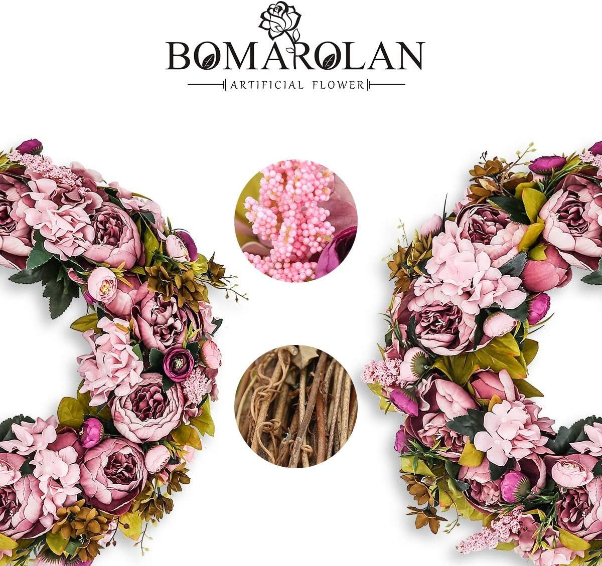 Charming 19-Inch Peony Flower Wreath - Versatile Decor for Home & Events