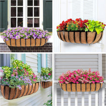 Load image into Gallery viewer, Elegant Rectangular 30" Railing Planter with Coco Liners - Add Rustic Charm!
