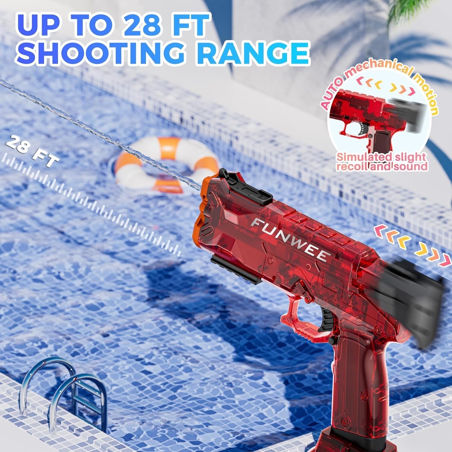 High Power Long-Range Electric Water Blasters - 2 Pack for Kids' Pool Parties