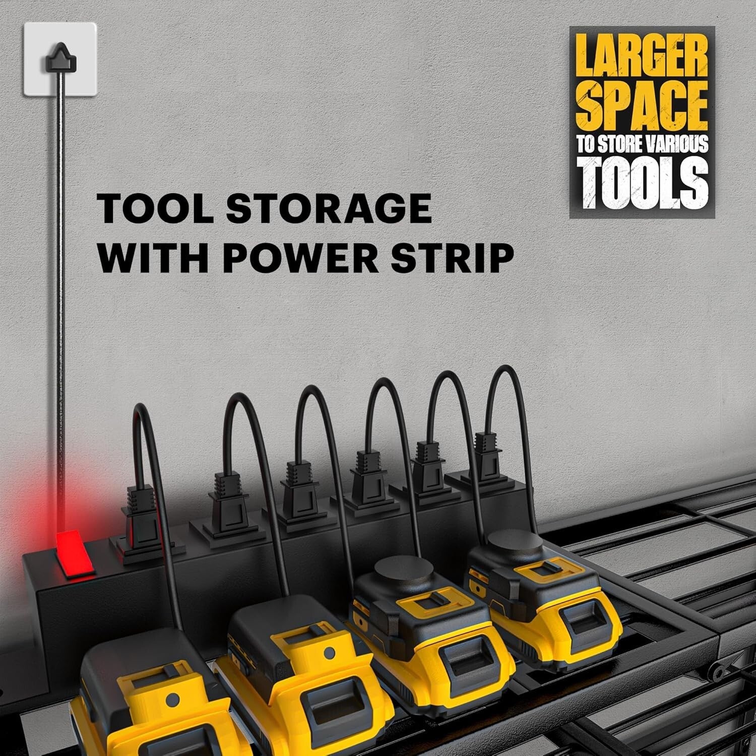 3-Layer Tool Storage Shelf with Detachable Power Strip - Ideal for Garage Space