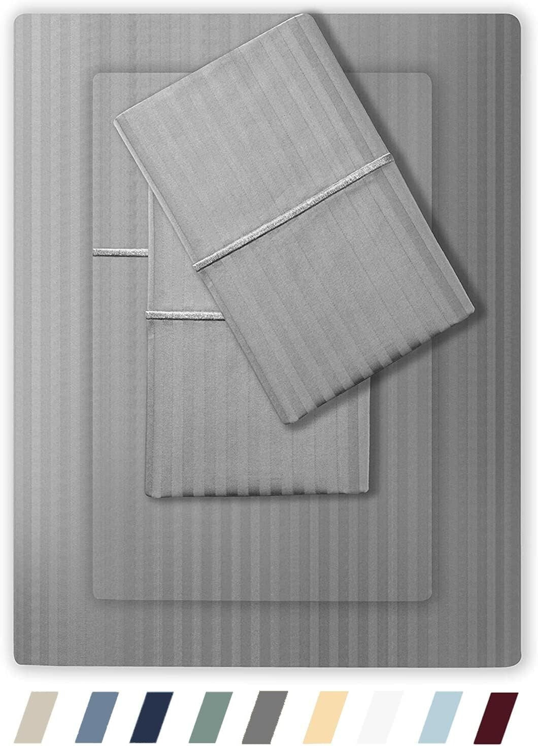 OEKO-TEX Certified 500 TC King Bed Sheet Set - Ultra Soft Grey Cotton Luxury