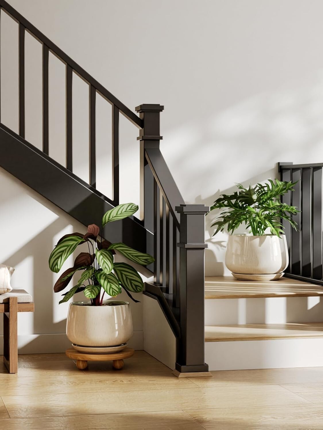 Elegant 12-Inch Ceramic Planters with Drainage Holes - Modern Reactive Glaze