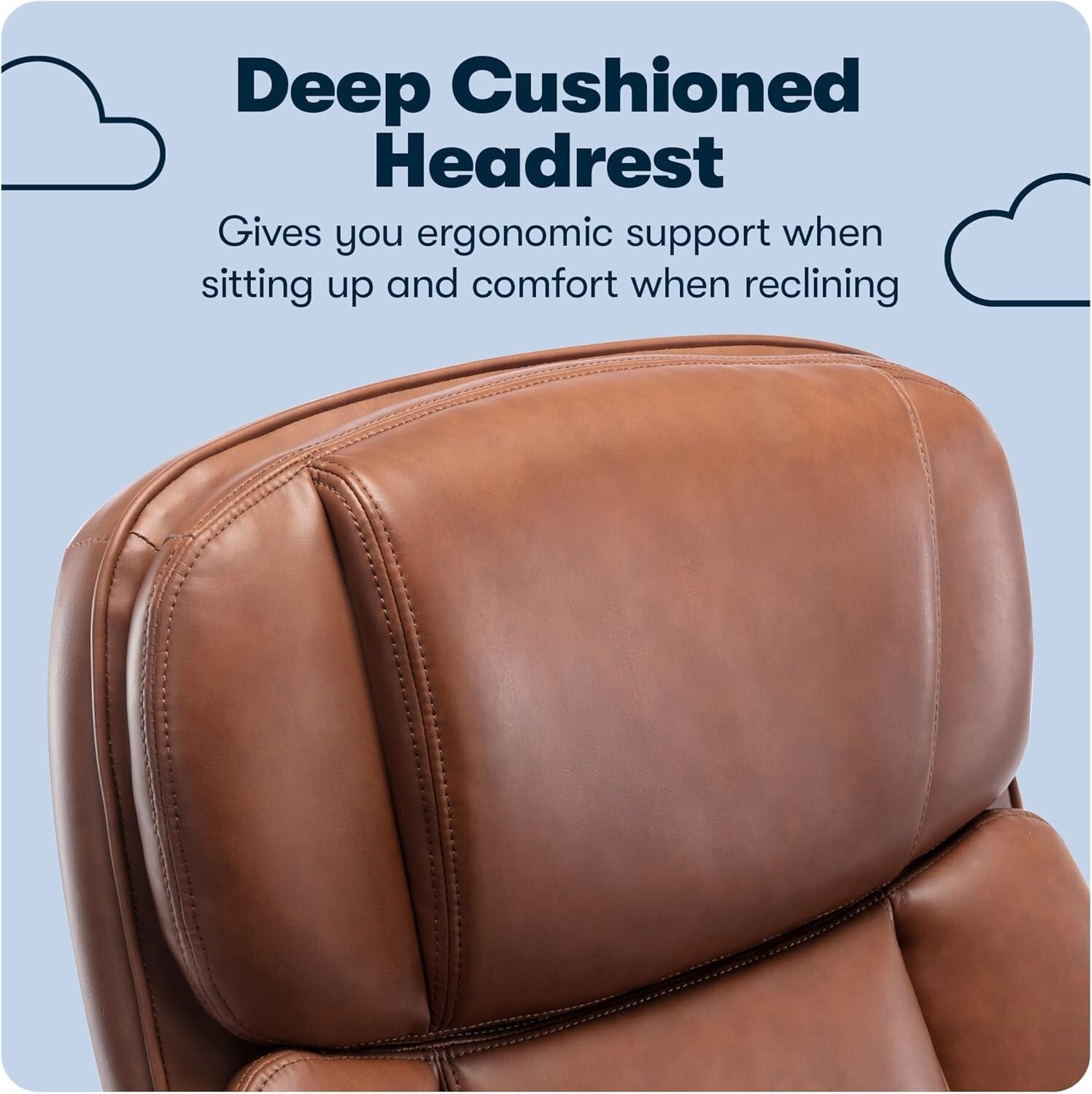 Cognac Executive Chair for Big and Tall - Adjustable Height & Neck Support