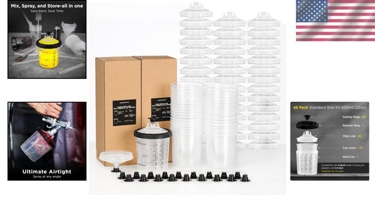 Disposable Paint Spray Cup Kit - 22 Oz with 125-micron Filters for Smooth Finish