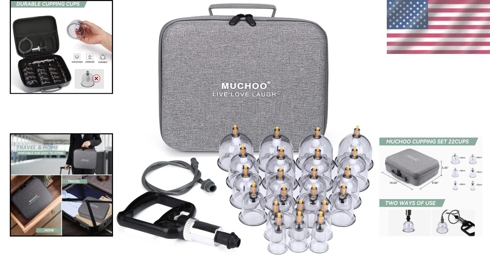 Portable Suction Cupping Set with 22 Cups - Achieve Deep Tissue Relaxation