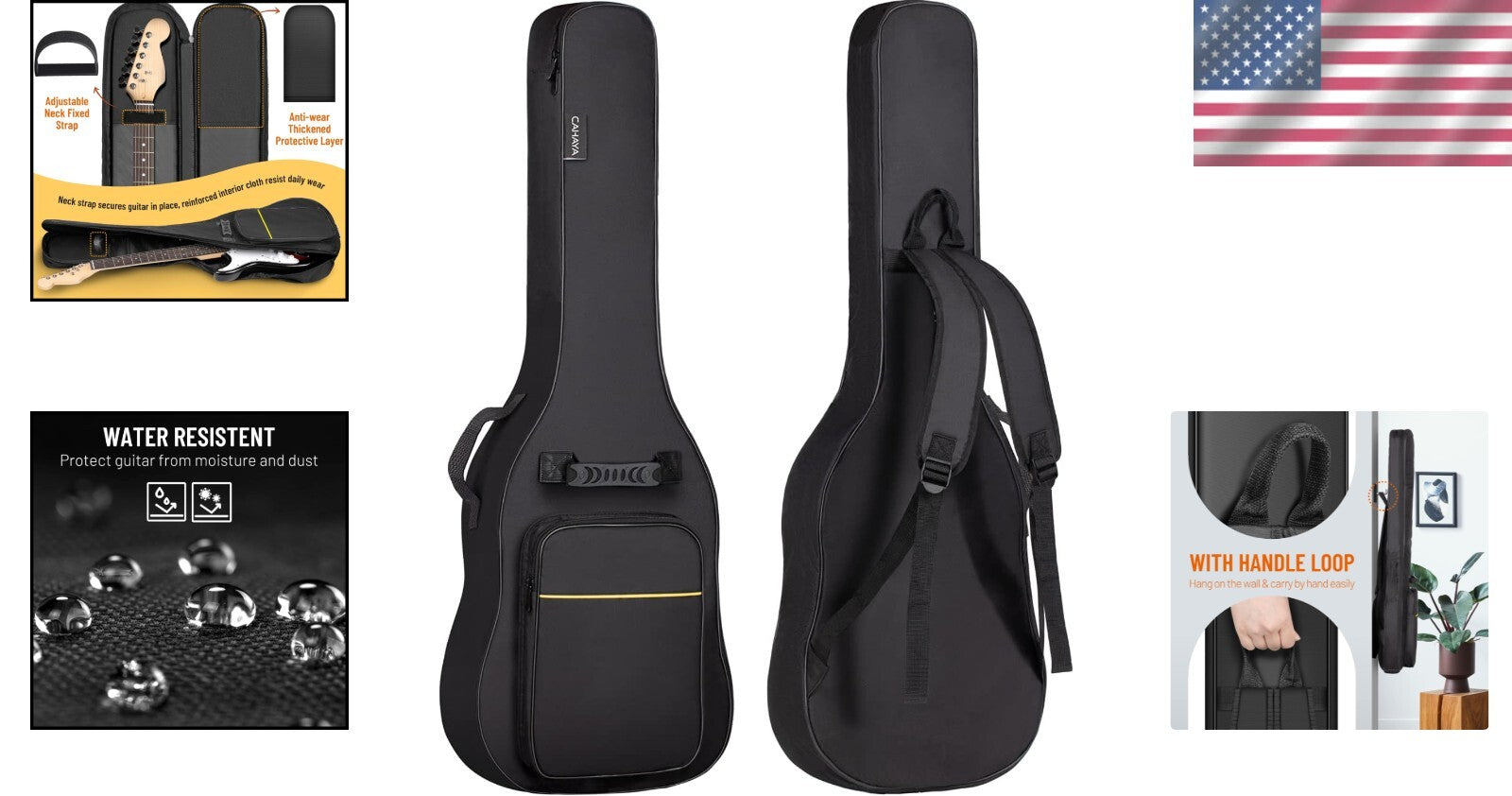 Durable 40.9'' Electric Guitar Case with Neck Fixing Strap and Padded Protection