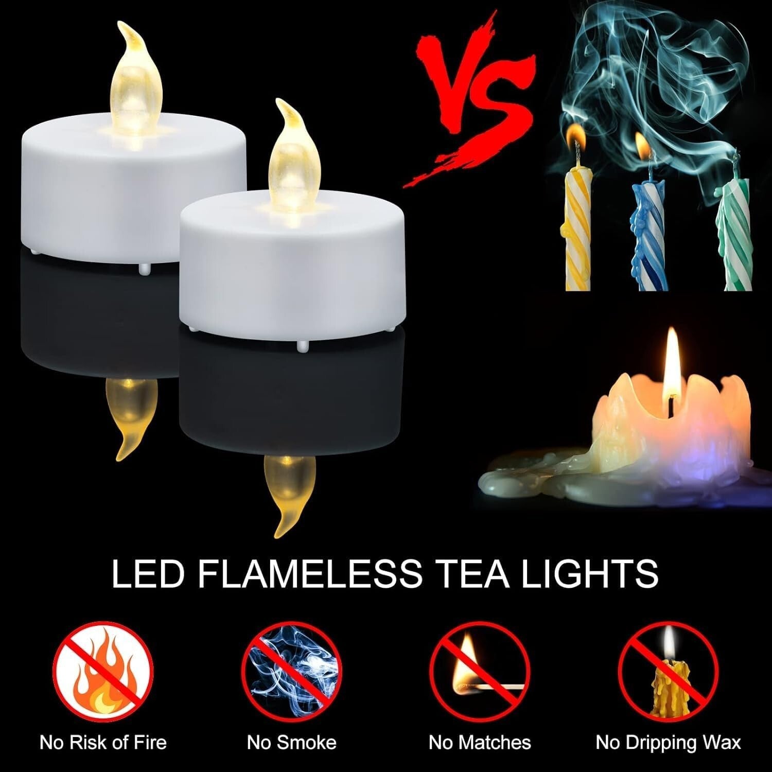 200-Pack Flameless LED Tea Lights - Flickering Warm White for Elegant Decor