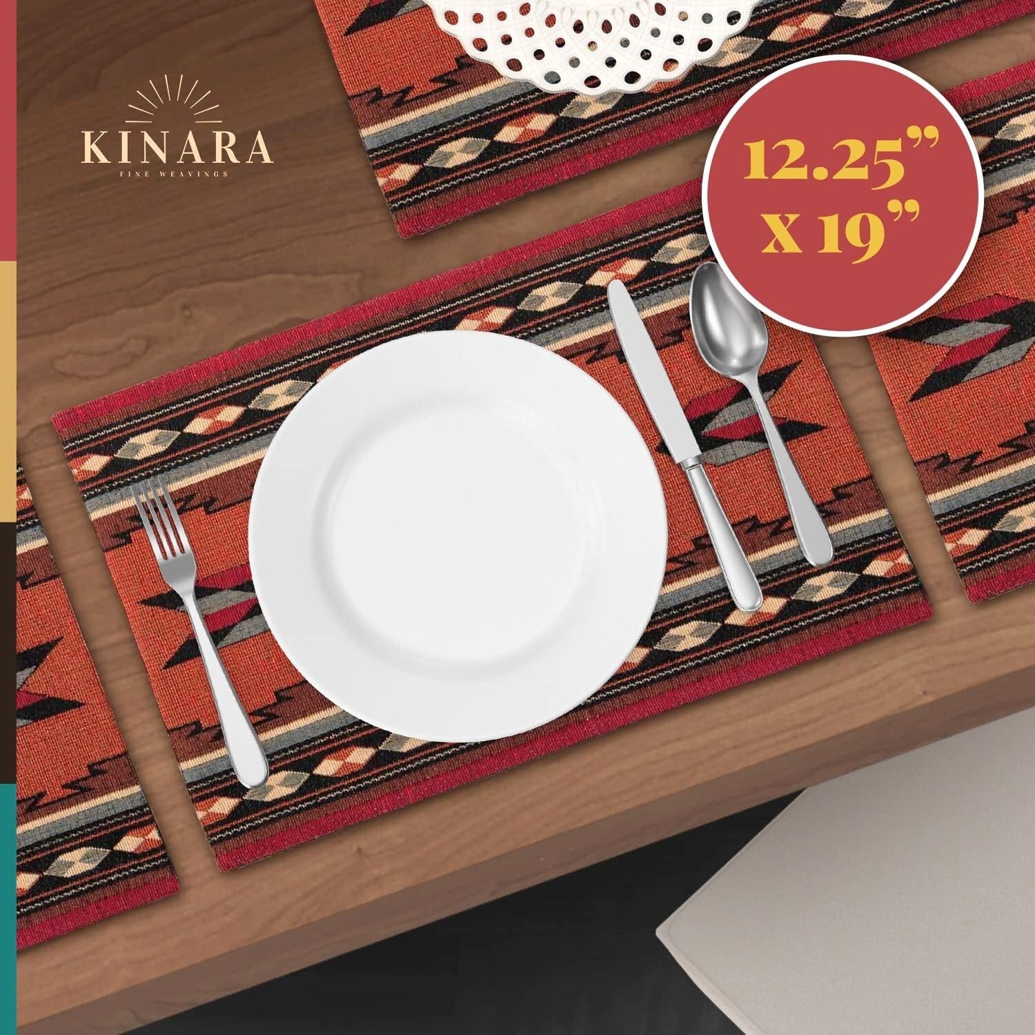 Cibola Placemat Set – 4 Rectangular Placemats with Unique Southwestern Patterns