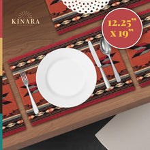 Load image into Gallery viewer, Cibola Placemat Set – 4 Rectangular Placemats with Unique Southwestern Patterns