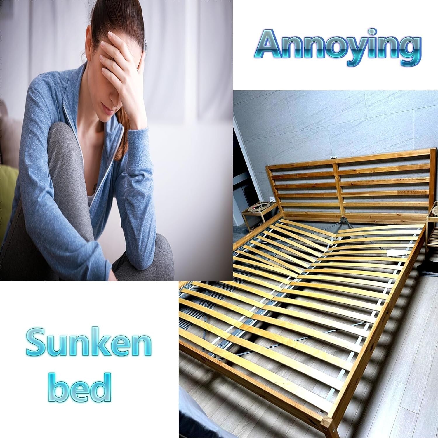 4PC Adjustable Bed Frame Support Legs - Universal Stabilizer 10-17.5" Height