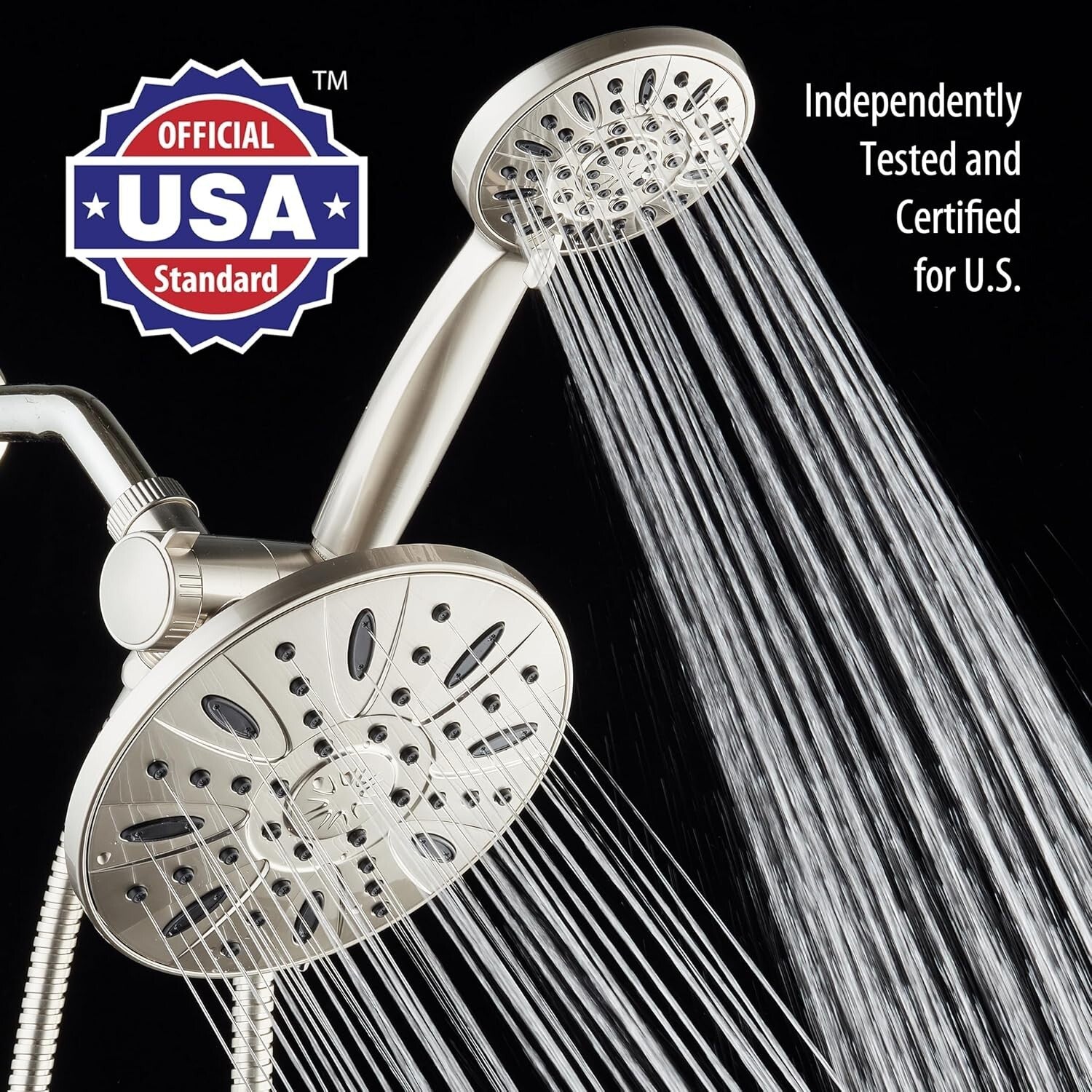 Elegant Satin Nickel 3-Way Rainfall Shower with Handheld Option & 6 Settings
