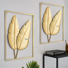 Load image into Gallery viewer, Stylish Gold Leaf Wall Sculpture - Set of 2, 24" x 16" for Versatile Decor