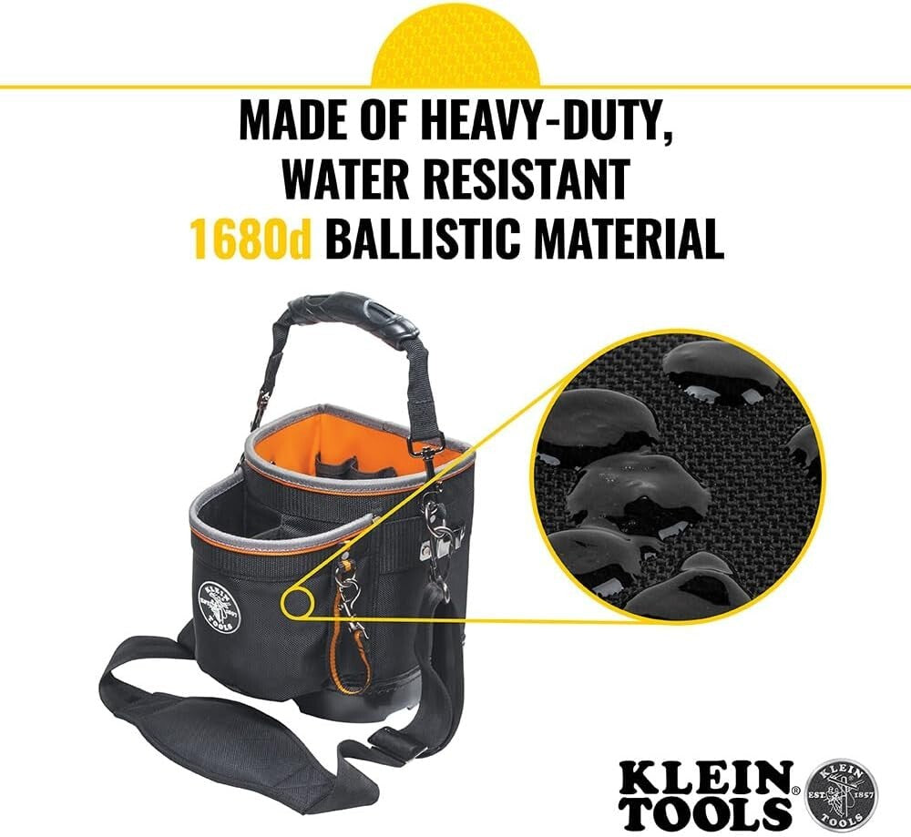 Durable Tool Bag with 14 Pockets and Comfort Shoulder Strap - Black & Orange