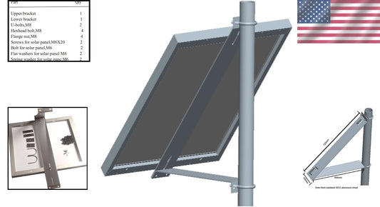 Durable Aluminum Solar Panel Mounting Rack for 30W - 60W with 2-inch Pole Fit