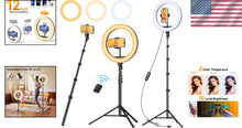 Load image into Gallery viewer, Complete Selfie Kit: 12" Ring Light with Tripod, Phone Holder &amp; Wireless Remote