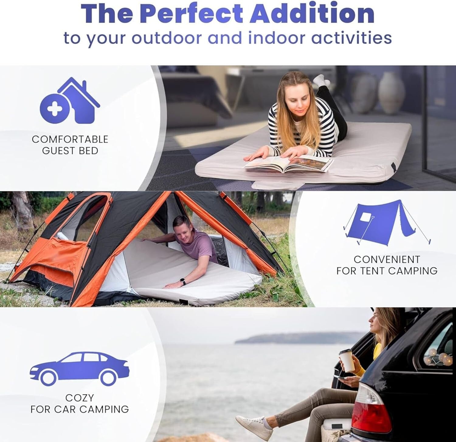 Waterproof 80’’x40’’ Foam Sleeping Pad - Ideal for Camping, Cots, and Sleepovers