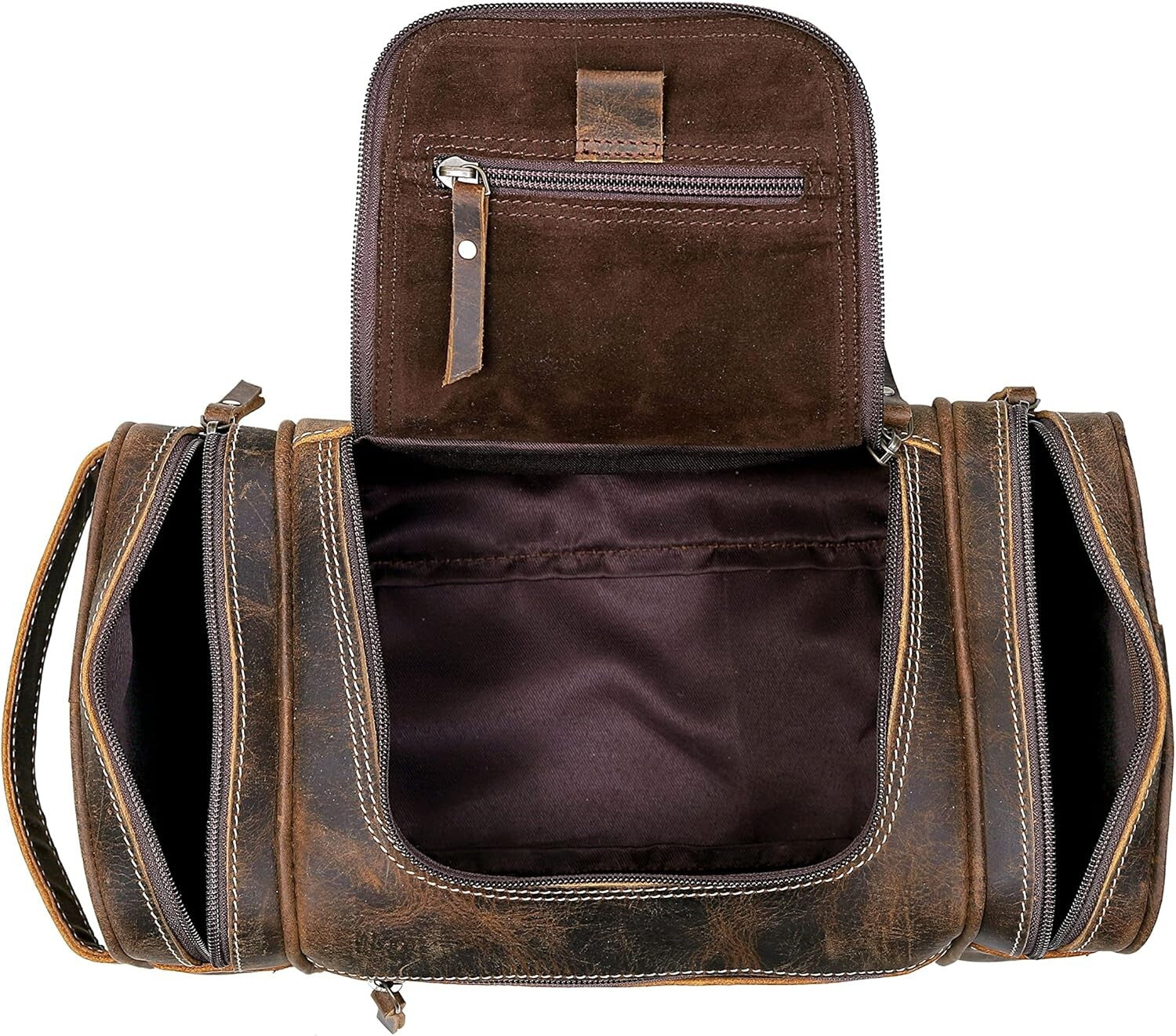 Elegant Leather Toiletry Bag for Men - Spacious & Stylish Travel Essentials