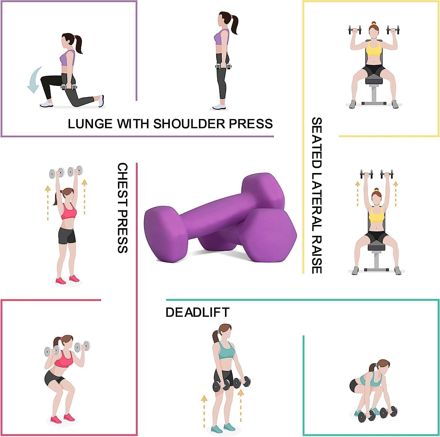 8 lb Portable Neoprene Dumbbells - Versatile Hand Weights for Strength Training